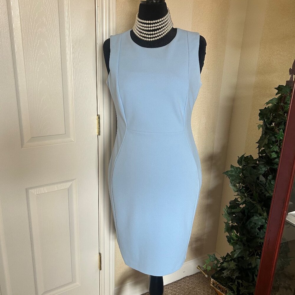 Calvin Klein Powder Blue Sheath Dress, Back Zip - SIZE 12